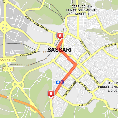 Mappa del percorso dalla Stazione Ferroviaria
